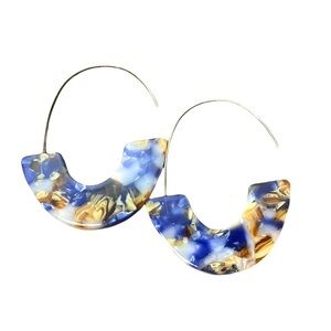 Blue and Gold Acrylic Gold Hook Earrings